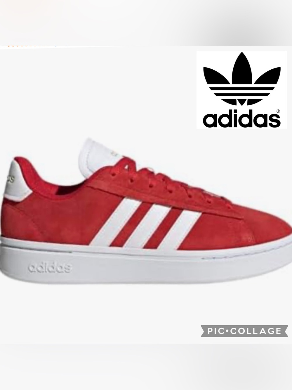 Adidas Grand Court Alpha Suede Low-Top Sneakers {Red/Wht/Gold} 9